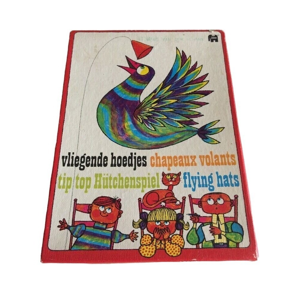 Vintage 1960s "Flying Hats" Table Game With Colorful Pieces & Original Box